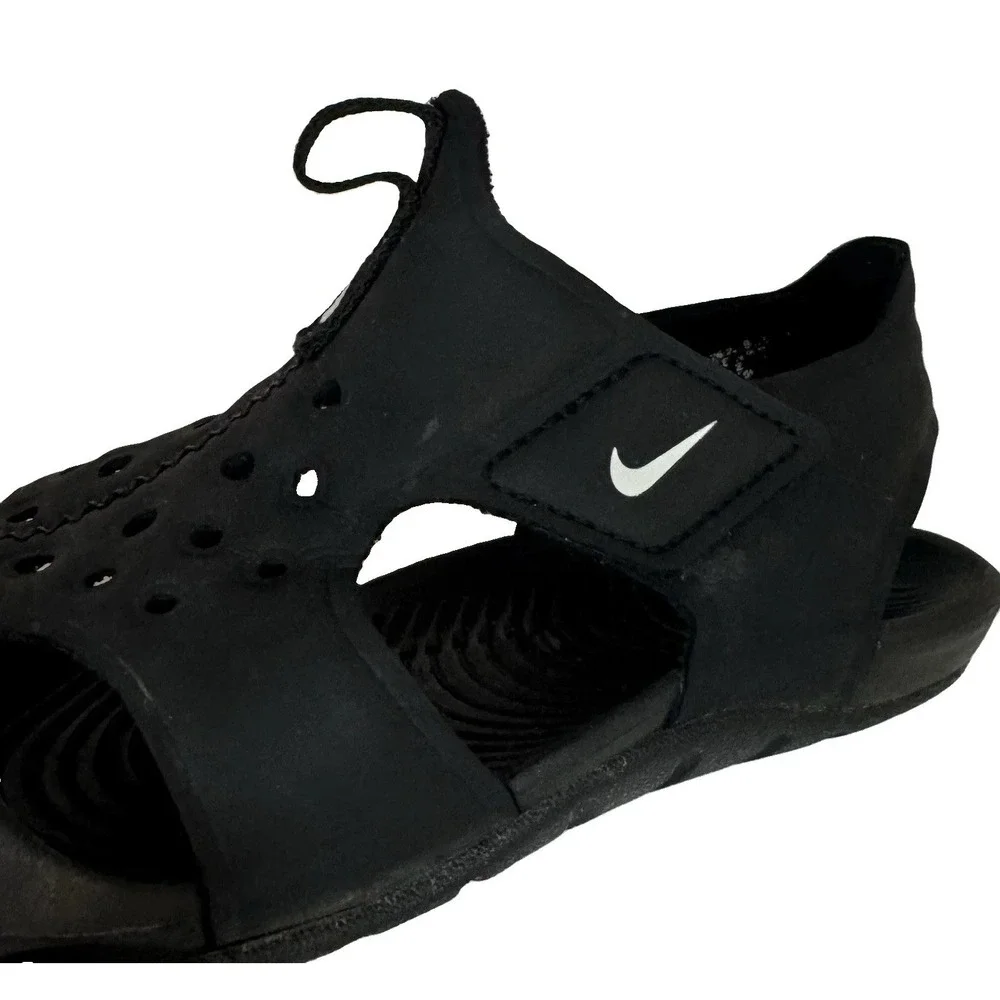 Nike Unisex Kids Black Slip-On Athletic Sandals Closed Toe Logo US 8.5
